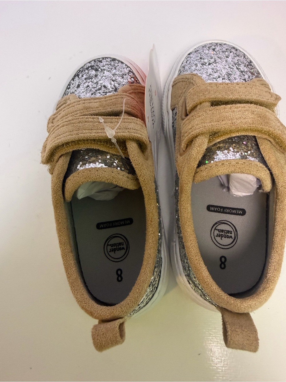 wonder nation Silver Glitter Sneakers with Tan Accents - Picture 5 of 7